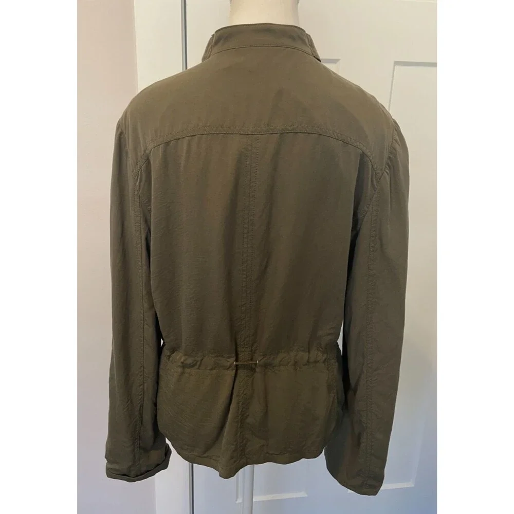 WHITE HOUSE BLACK MARKET Womens JACKET Long Sleeve GREEN Drawstring Waist Sz 10